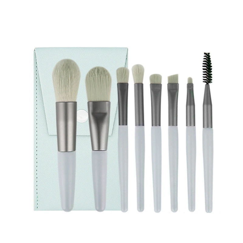 Makeup Brush Set, 8-Piece Handheld Brushes for Foundation Powder Eyeshadow, Compact Pouch