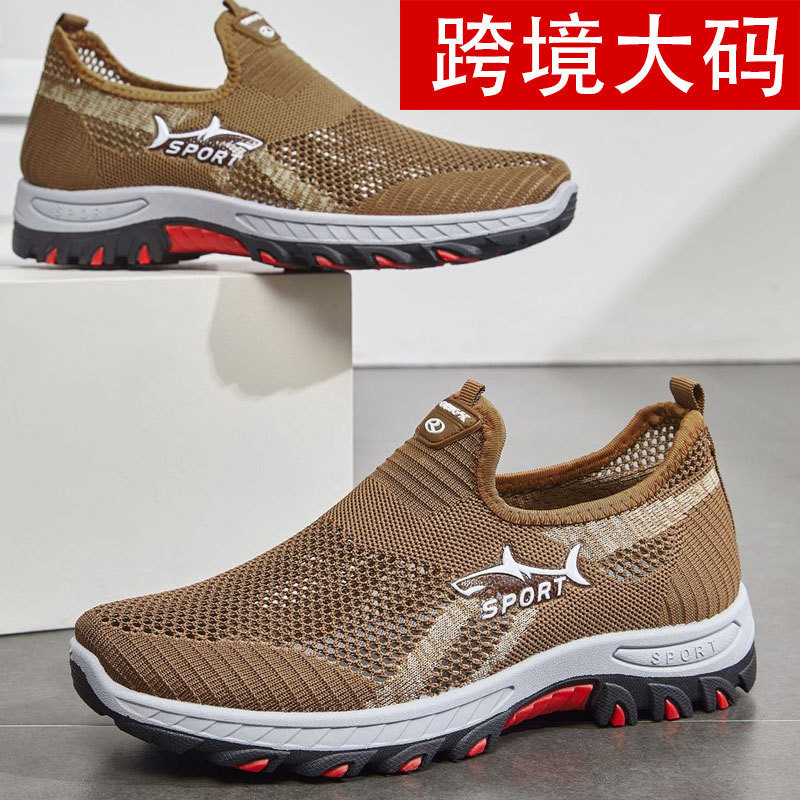 Foreign Trade Feiwei Large Size Men's Shoes 2025 Cross-Border Temu Generation Shark Casual Shoes Soft Sole Breathable Mesh Sports Shoes