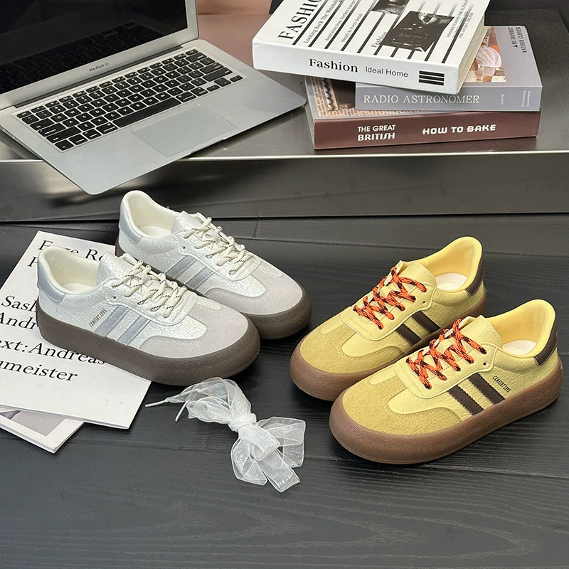 6614 туфель на толстой подошве, женская весна 2025 новая повседневная обувь, двойные шнурки, дикий комфорт, спорт