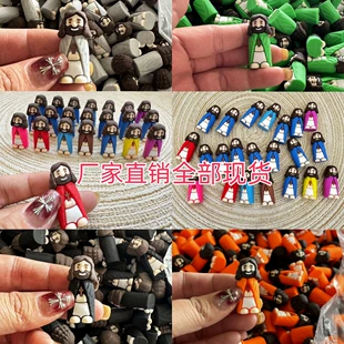 Mini Jesus Figurine PVC, 3D Easter Religious Decoration, Multi-Color Small Statue