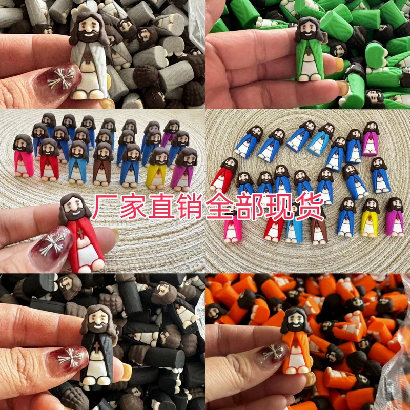 Mini Jesus Figurine PVC, 3D Easter Religious Decoration, Multi-Color Small Statue