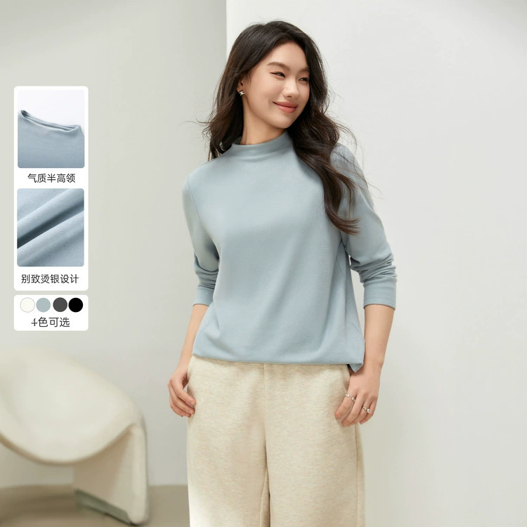 [Модная серебряная горячая темпераментная футболка с полукруглым воротником] Funny Show большой размер женская толстая mm2025 весенняя одежда новый