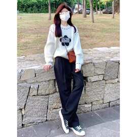 秋冬季盐系穿搭小个子感御姐炸街慵懒风毛衣休闲裤两件套装女