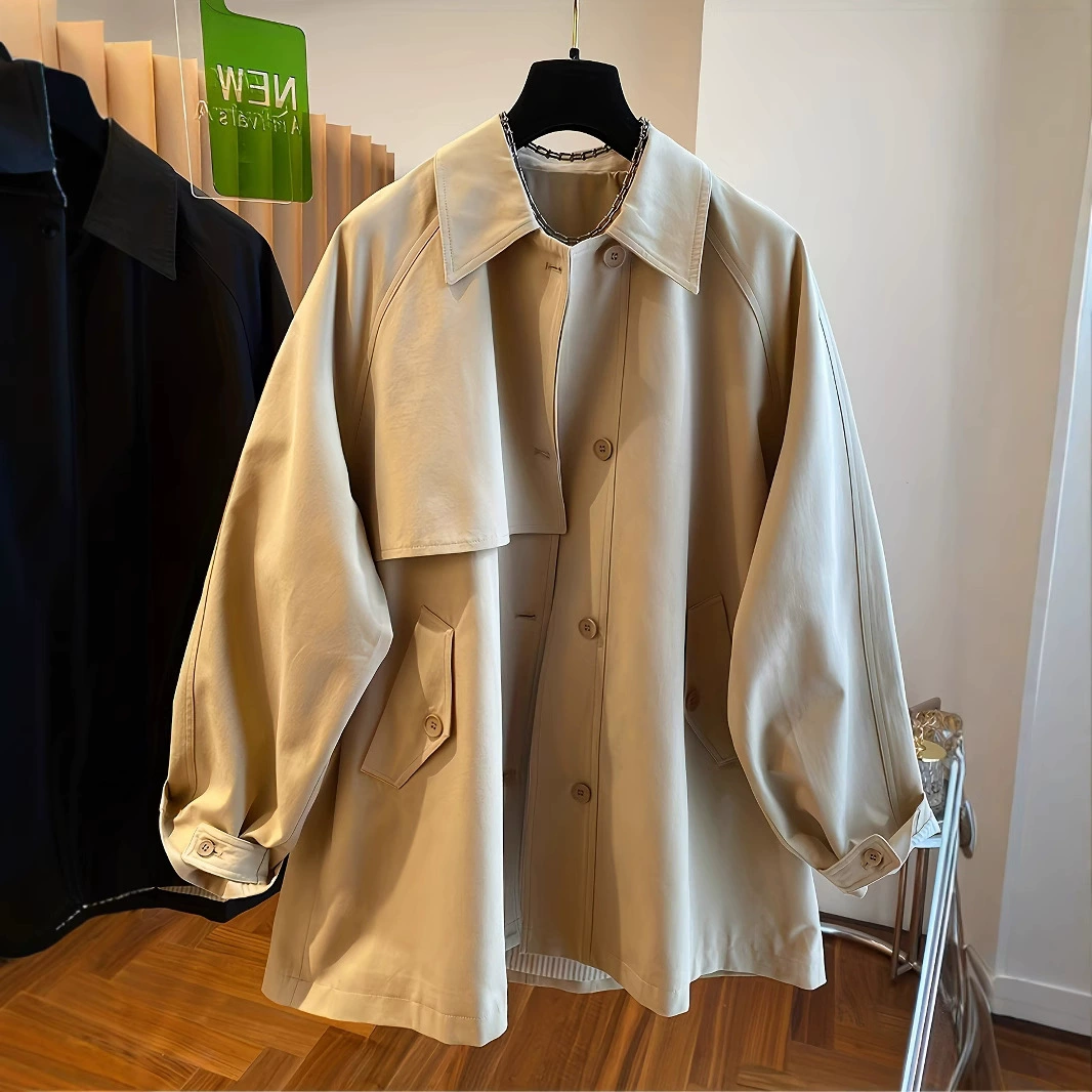 2025 новая высококачественная ветровка в британском стиле для женщин, весенне-осенняя, свободного кроя, большого размера, средней длины