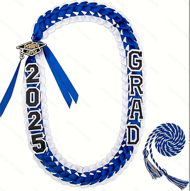 Кросс-бордерная атласная лента 2025, лента для выпускного, плетеное ожерелье, гирлянда, лента для бакалавриата, доктората, магистратуры, оптом