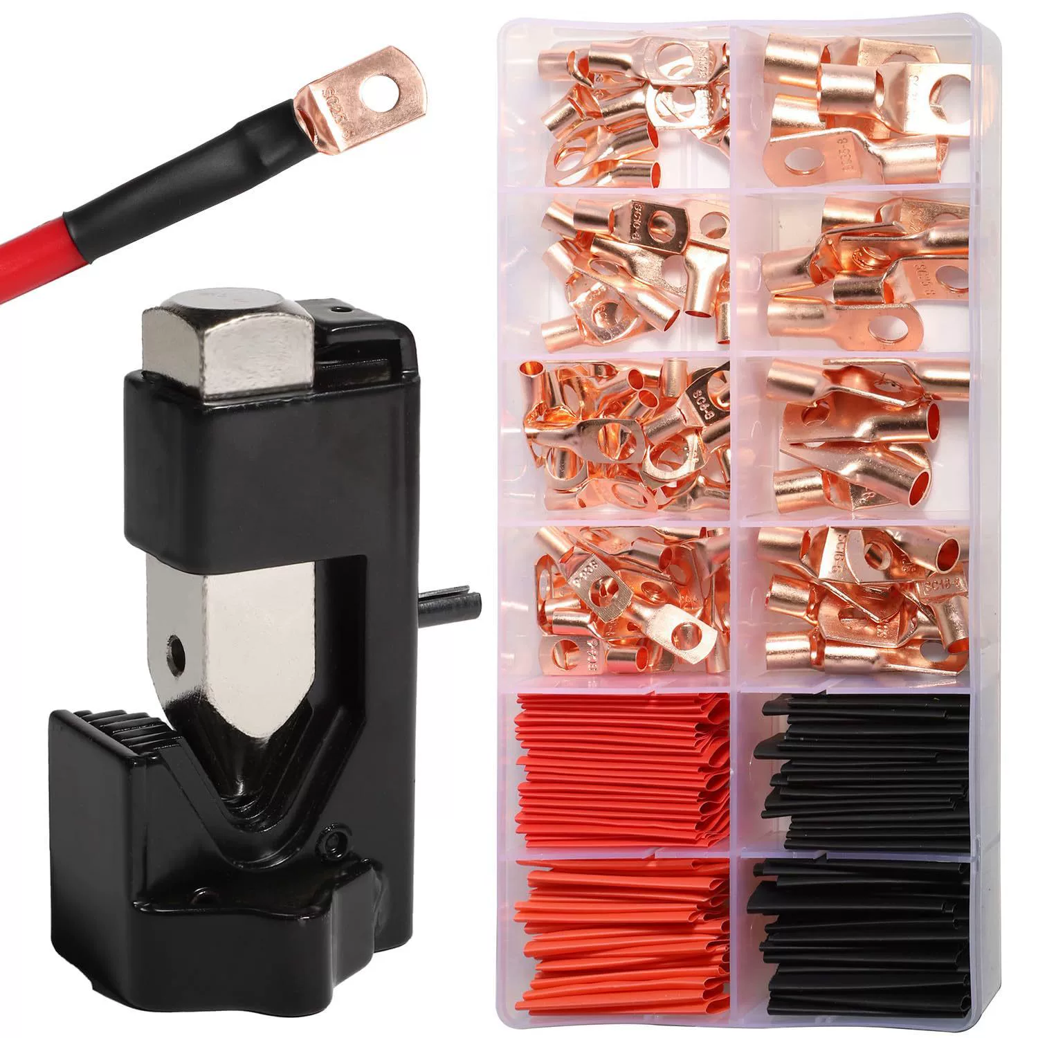 Ktolplao Battery Cable Lug Cimping Kit Electrical Crimper W