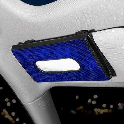 Car Tissue Box, Car tissue box/set - black-leather-blue-diamond