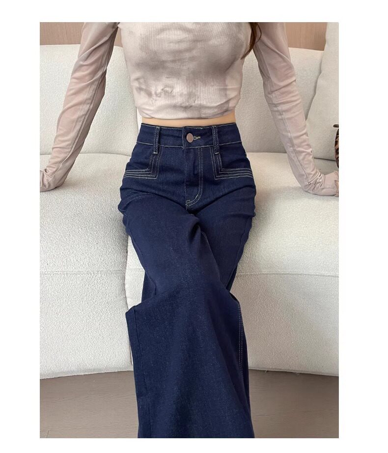 Quần jean nữ cạp cao ống đứng dáng rộng màu xanh denim, dày dặn — Denim Blue - Quần dài & Quần, Denim Blue - Quần jean crop top, Quần Croptop Đen, Quần Dài Màu Xanh Denim chi tiết 20