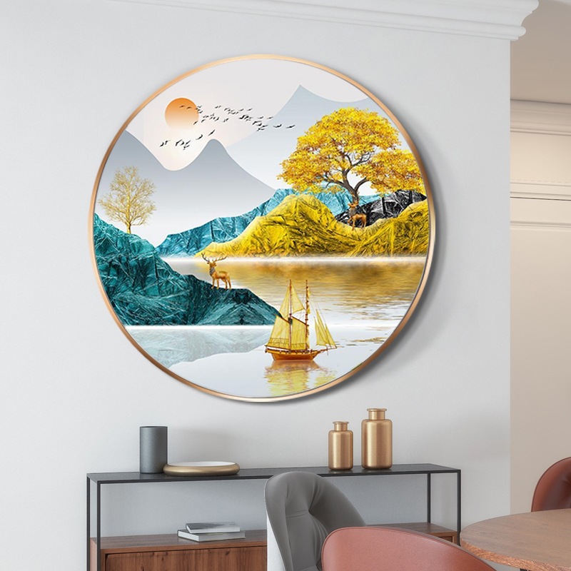 Nueve peces cuadros redondos porche pinturas decorativas lujosas pasillo fantasía pasillo comedor pinturas colgadas fondo de sofá sala de estar