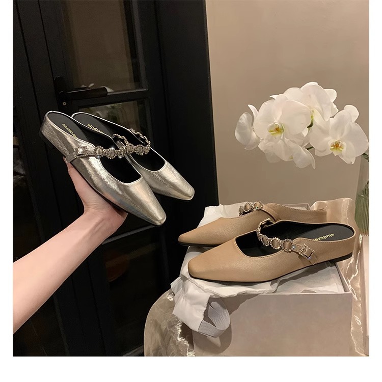 Grape Mom studiolee 4cm de altura interior cabeza cuadrada francesa con boca poco profunda muller todo fósforo media pantuflas mujer