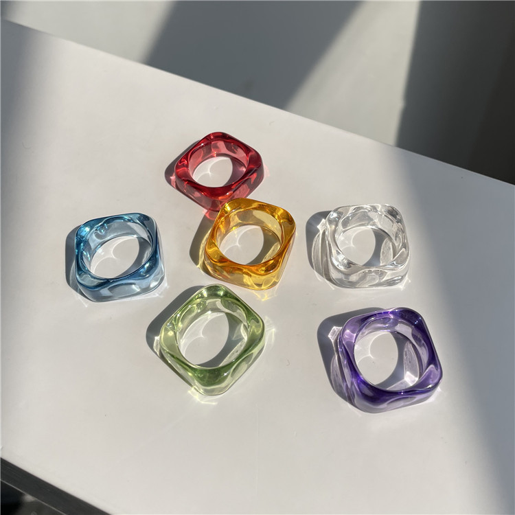 Wholesale Jewelry Simple Style Solid Color Arylic Rings display picture 1