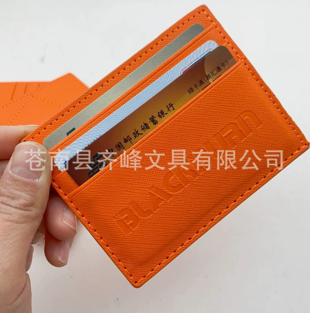 Индивидуальный кожаный держатель для карт с тисненым логотипом, синтетическая кожа, шесть слотов для карт, имитация кожи, держатель для карт, экспортируемый в Россию