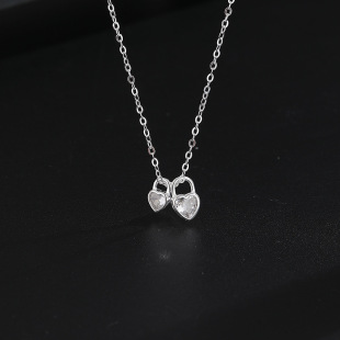 Cross-border exclusive for s925 sterling silver love lock head with diamond clavicle necklace fashion personality temperament luxury factory direct sales
