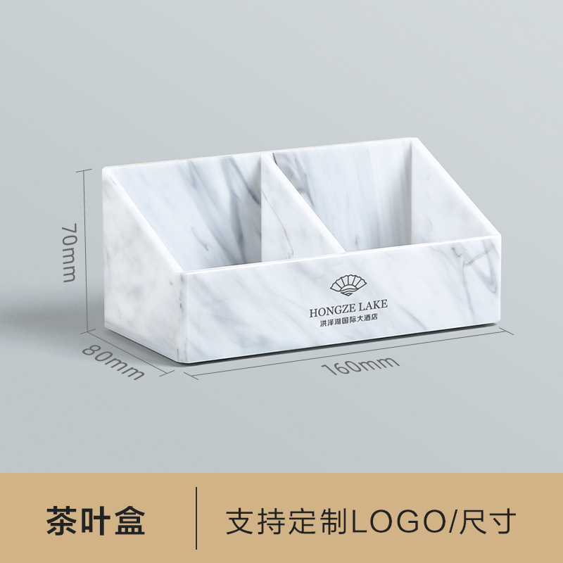 Caja de artículos de higiene de mármol acrílico caja de almacenamiento de artículos de higiene de hotel de alta calidad bandeja de toallas