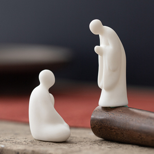 White Porcelain Small Creative Formless Buddha Figurine Ornament Living Room Coffee Table Tea Ceremony Zen Decor Accessory Landscape Decoration