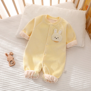 Baby one-piece warm autumn and winter double-sided fleece men and women baby romper newborn clothes Anyang baby clothes Spring