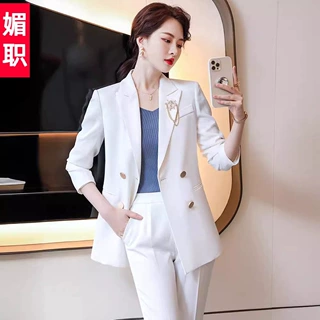 西装套装女白色红色时尚气质个性简约名媛新款高端职业西服外套女