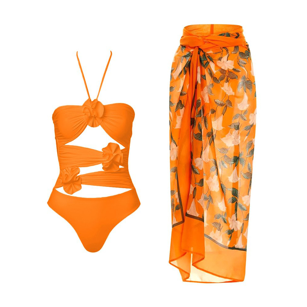 Quick Dry Function Women's Sexy Solid Color Flower Printing One Piece