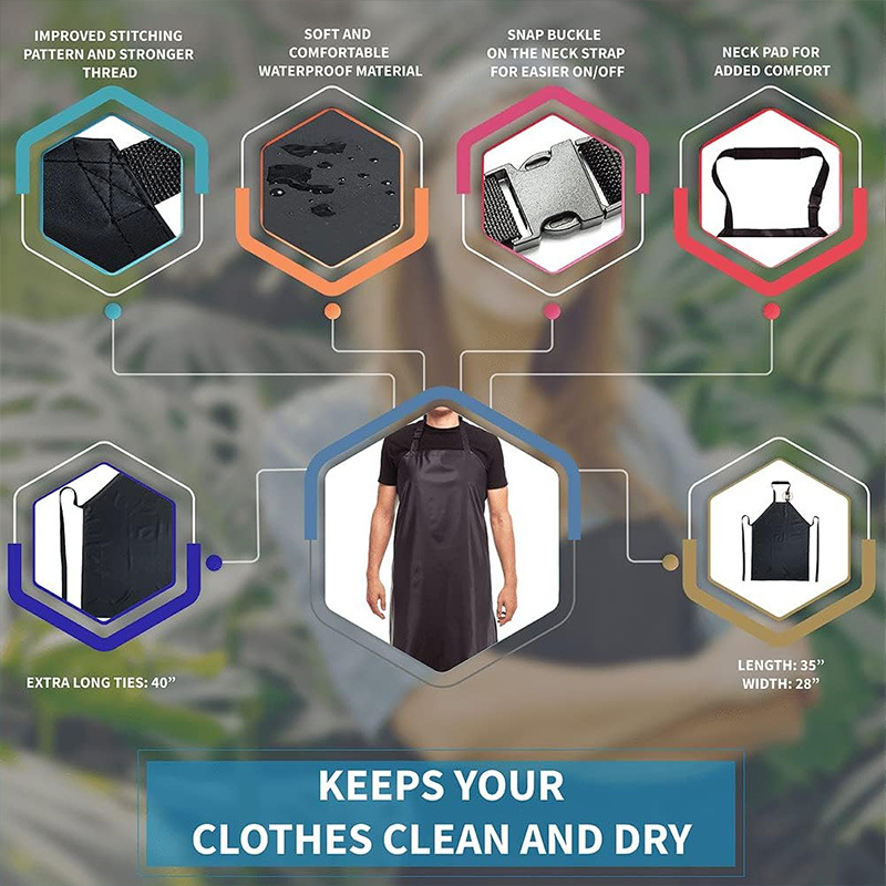 Nuevo delantal transfronterizo de Amazon, impermeable y a prueba de aceite, ropa de trabajo de catering y productos acuáticos, delantal doméstico, una pieza