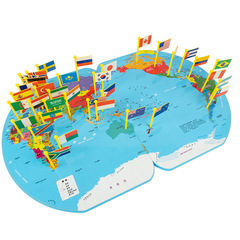 廠家直銷木製插旗世界地圖益智玩具插旗積木拼圖兒童早教國旗認知