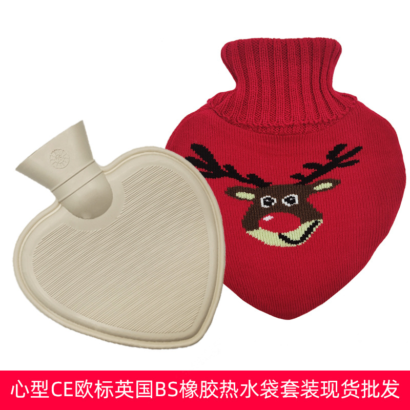 En stock lindo en forma de corazón mano más caliente bolsa de agua portátil creativo llenado de inyección de agua bolsa de agua caliente moda portátil bolso caliente al por mayor