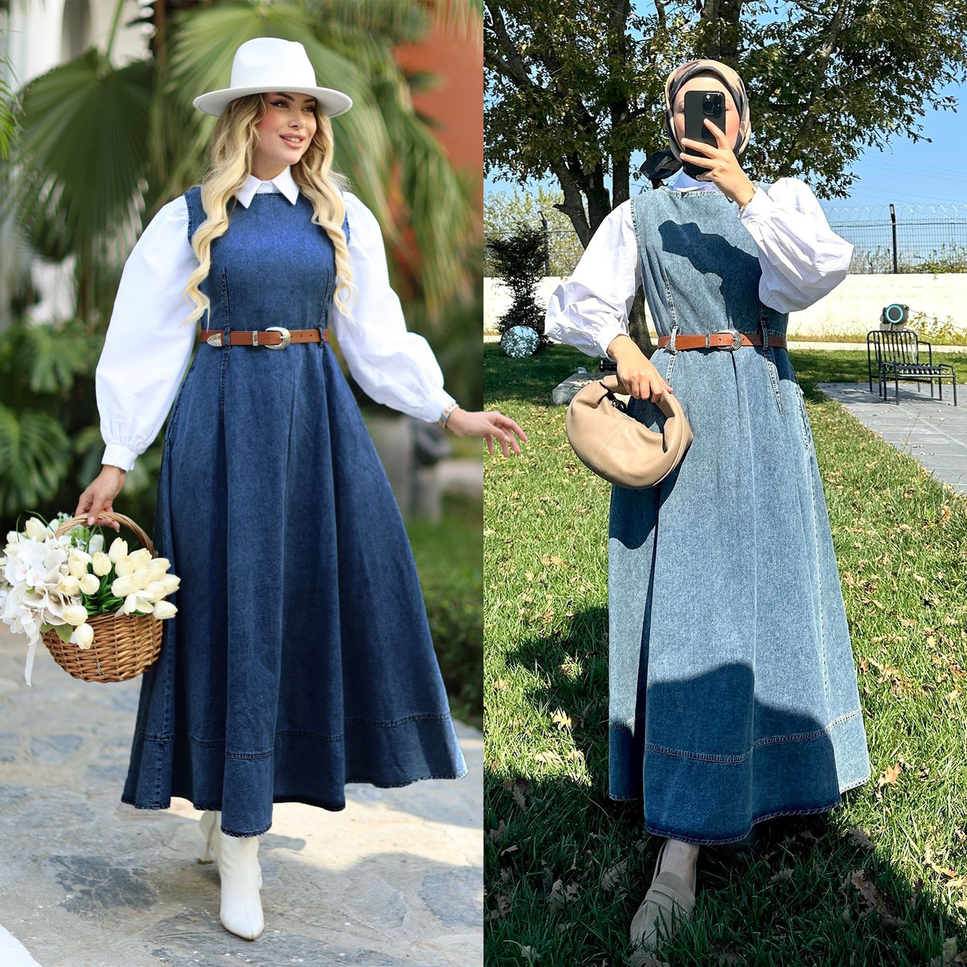 M330# Cross-border E-commerce Hot Selling Women's Denim Dress, Sleeveless Long Vest Dress, Denim Skirt Source Factory