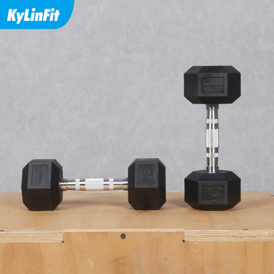 Commercial home gym men's plastic PVC hexagonal dumbbell strength equipment 1-50kg spot straight hair