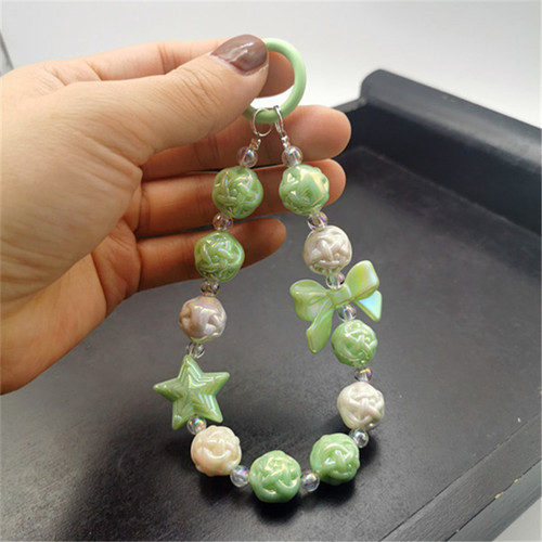 New bird's nest beaded keychain pendant five-pointed star decoration mobile phone case lanyard bag pendant women's wholesale