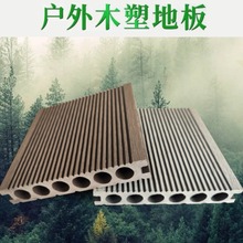 工厂塑木地板户外地板木塑室外圆孔wpc竖木纹二代共挤塑木板批发