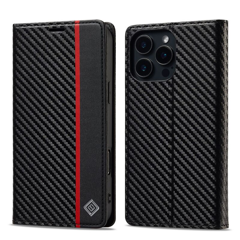 Suitable for New Iphone16Pro Mobile Phone Case 15Pro Carbon Fiber Leather Case Iphone14 Mobile Phone Case 13 Leather Case
