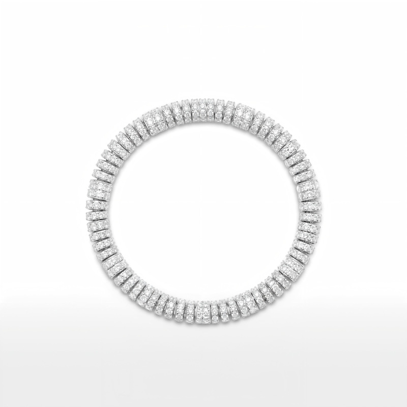 Original Designer Style Full Diamond Round Light Luxury Bracelet for Women, Korean Style Simple Versatile Pull-Out Diamond Bracelet Wholesale