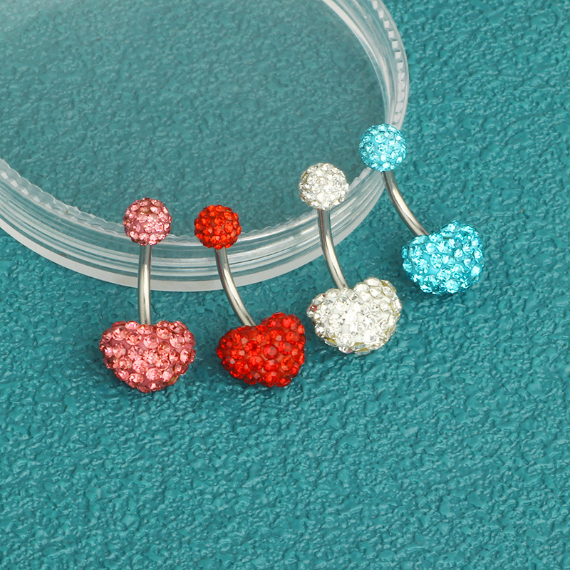 Shambhala Full Diamond Heart Belly Button Ring - 316L Surgical Steel Belly Piercing Jewelry for Women detail image 4