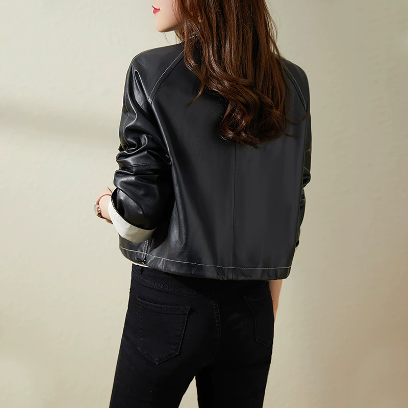 Autumn short jacket, genuine leather, city style