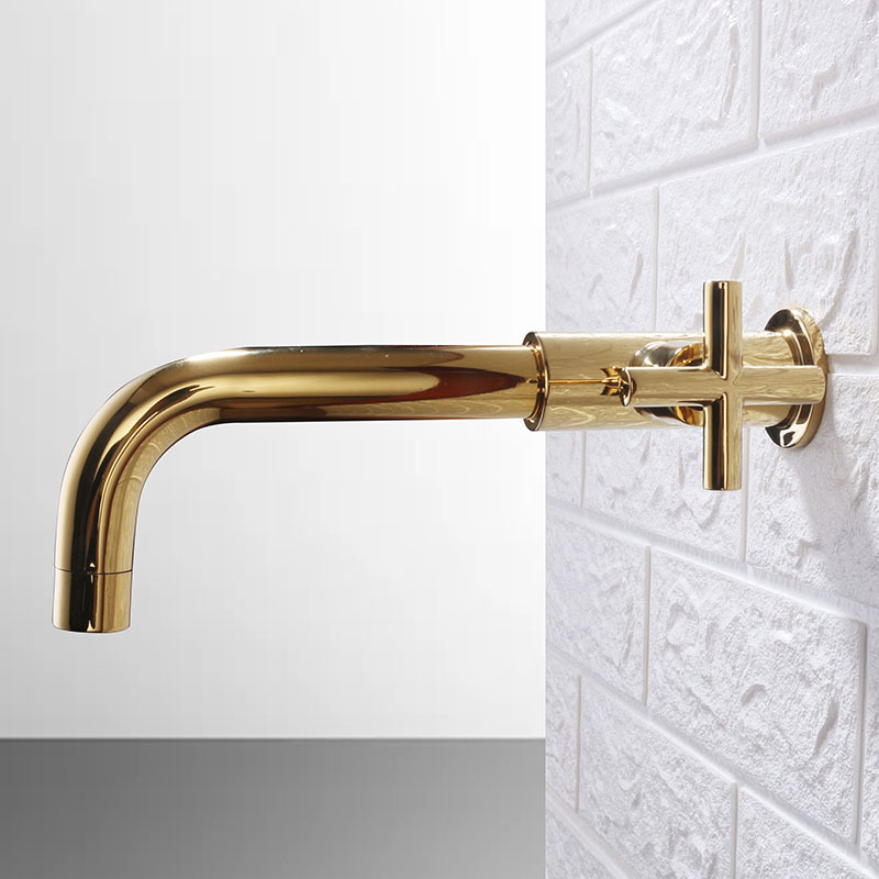Cross-border factory concealed single-cooling kitchen faucet golden wall-type basin faucet vegetable basin sink to wash hands