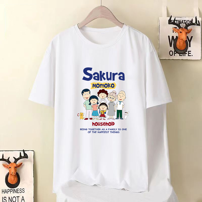 Camiseta de seda de hielo fría Hong Kong vientos bola pequeña camiseta de cuello redondo de manga corta moda para hombres y mujeres con una variedad de ropa casual para parejas