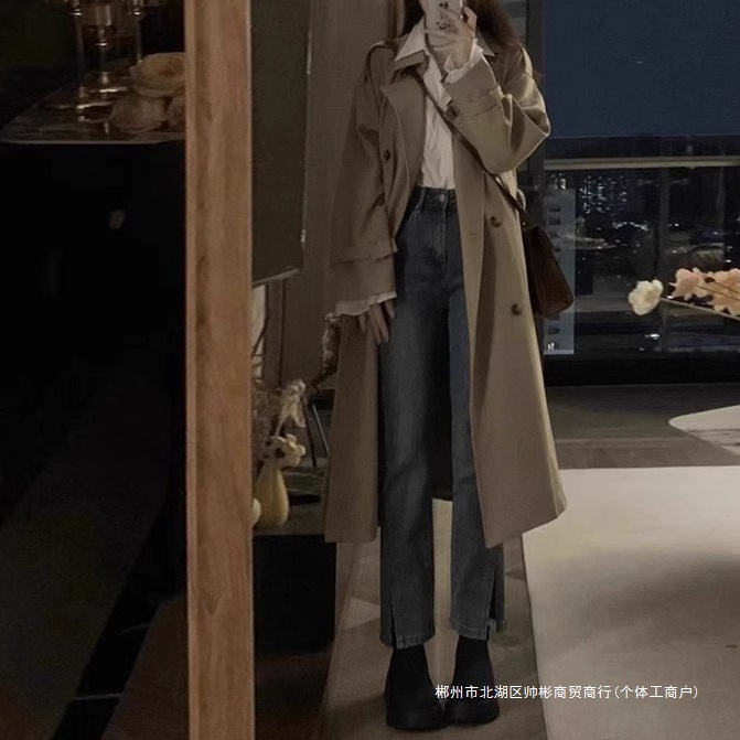 Cross-Border Khaki Trench Coat for Women 2025 Early Autumn Spring British Style Mid-Length Petite This Year