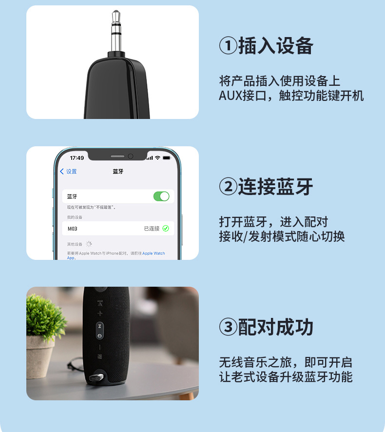 Bluetooth 5.2 Receiver Car Audio Receiver Computer Tv Audio Transmitter Audio Receiver M03