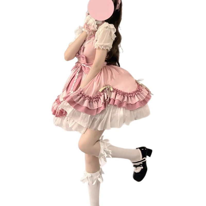 ピンクのかわいいロリータフラワーウェディング優しいドレスロリータソフトガールプリンセススタイルプリンセスドレス東南アジア|undefined