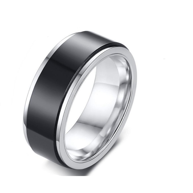 Unisex Gender Fashion Style Fashion 201 Stainless Steel Geometric White Black Men Band Rings