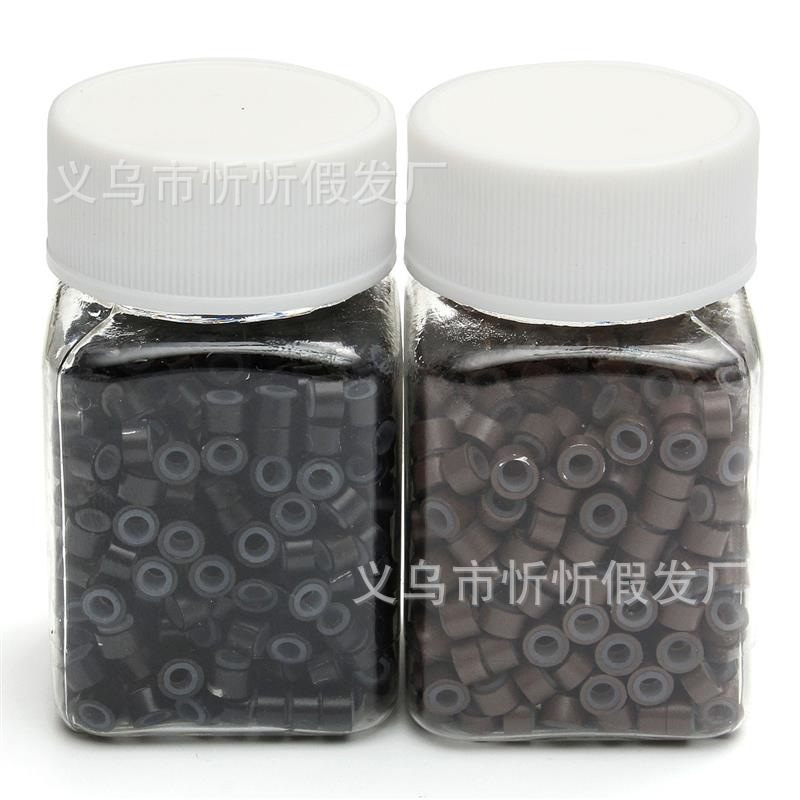 5030 anillo de extensión del pelo peluca anillo de silicona extensión del pelo de aluminio hebilla palo pluma extensión del pelo herramienta anillo bucle pelo