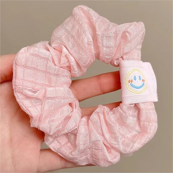 Color caramelo anillo de cabello intestino etiqueta cuadrada mujer dulce lindos adornos de cabello rosado de cabello de alta elasticidad después del toque de cabello