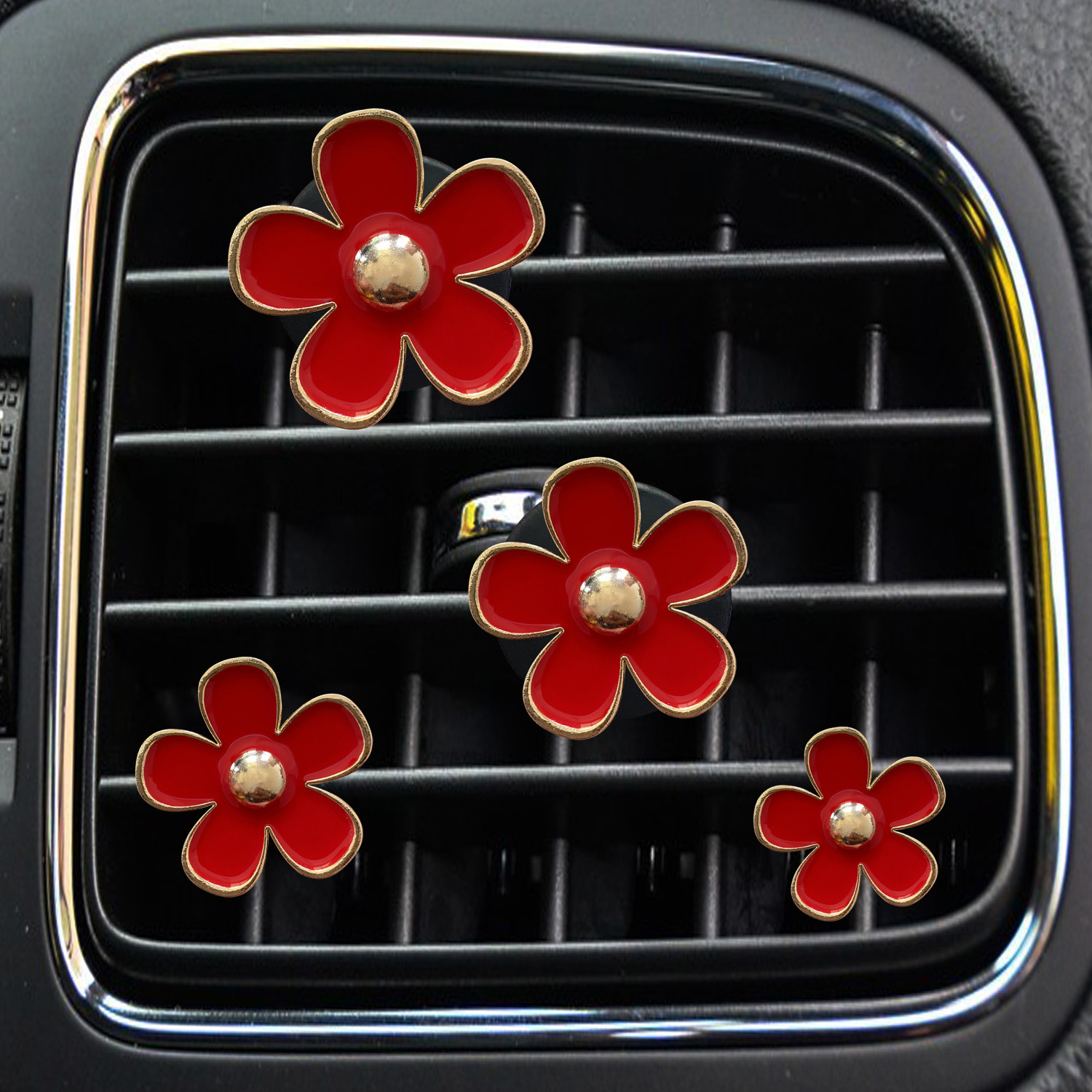 Little Chrysanthemum Car Perfume Joyas Aleación Little Daisy Flor de cinco pétalos Salida de aire del coche Perfume Decoración Clip