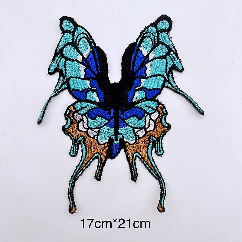 Colorido mariposa tela pegatinas de ropa de mujer ropa infantil bordado multicolor sello de bordado de computadora DIY pegatinas de tela al por mayor