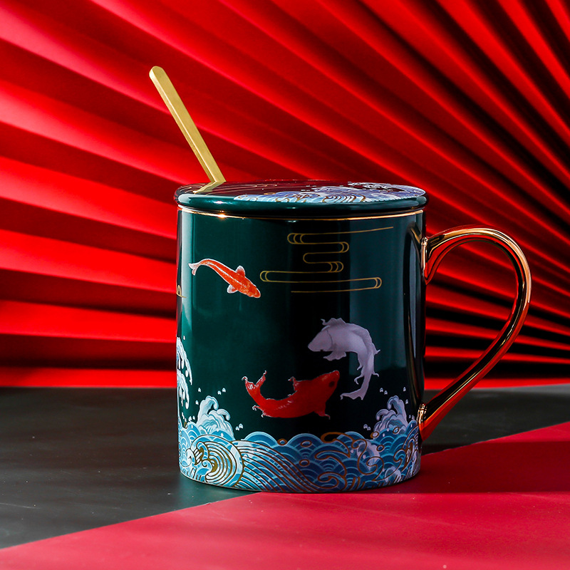 Taza de cerámica de agua de color, taza de oficina, taza de té, regalo de cumpleaños.