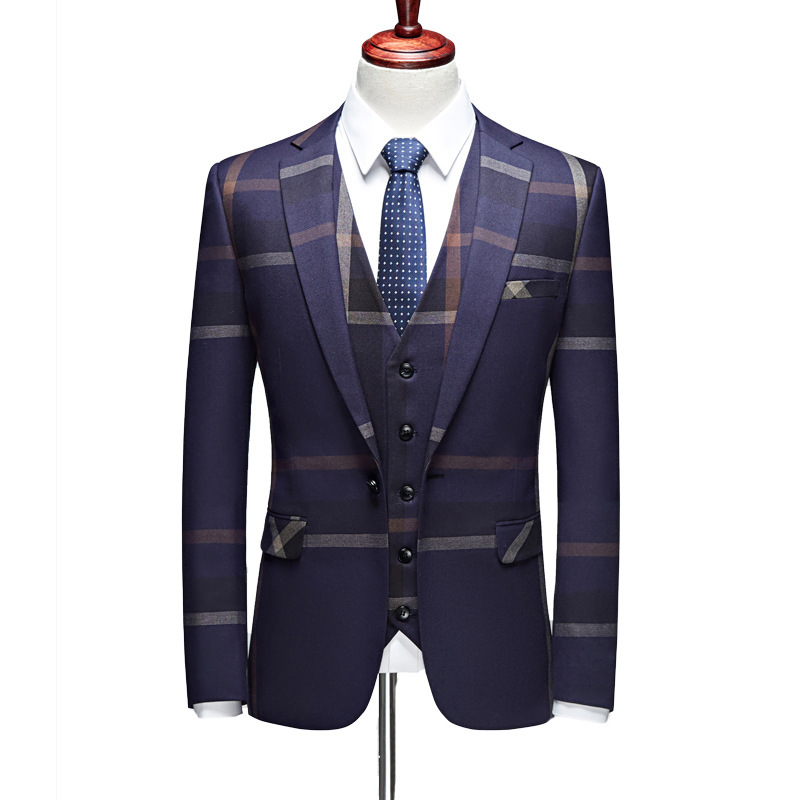 Men's Clothing Groom studio suit men's style slim performance three piece suit male best man business casual suit professional attire_viptrois.com