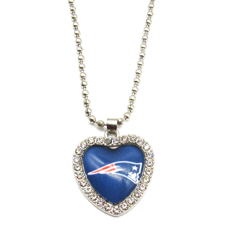 Foreign Trade Cross-Border European and American Nfl32 Team Football Peach Heart Dot Diamond Heart Logo Necklace Pendant Necklace Patriot