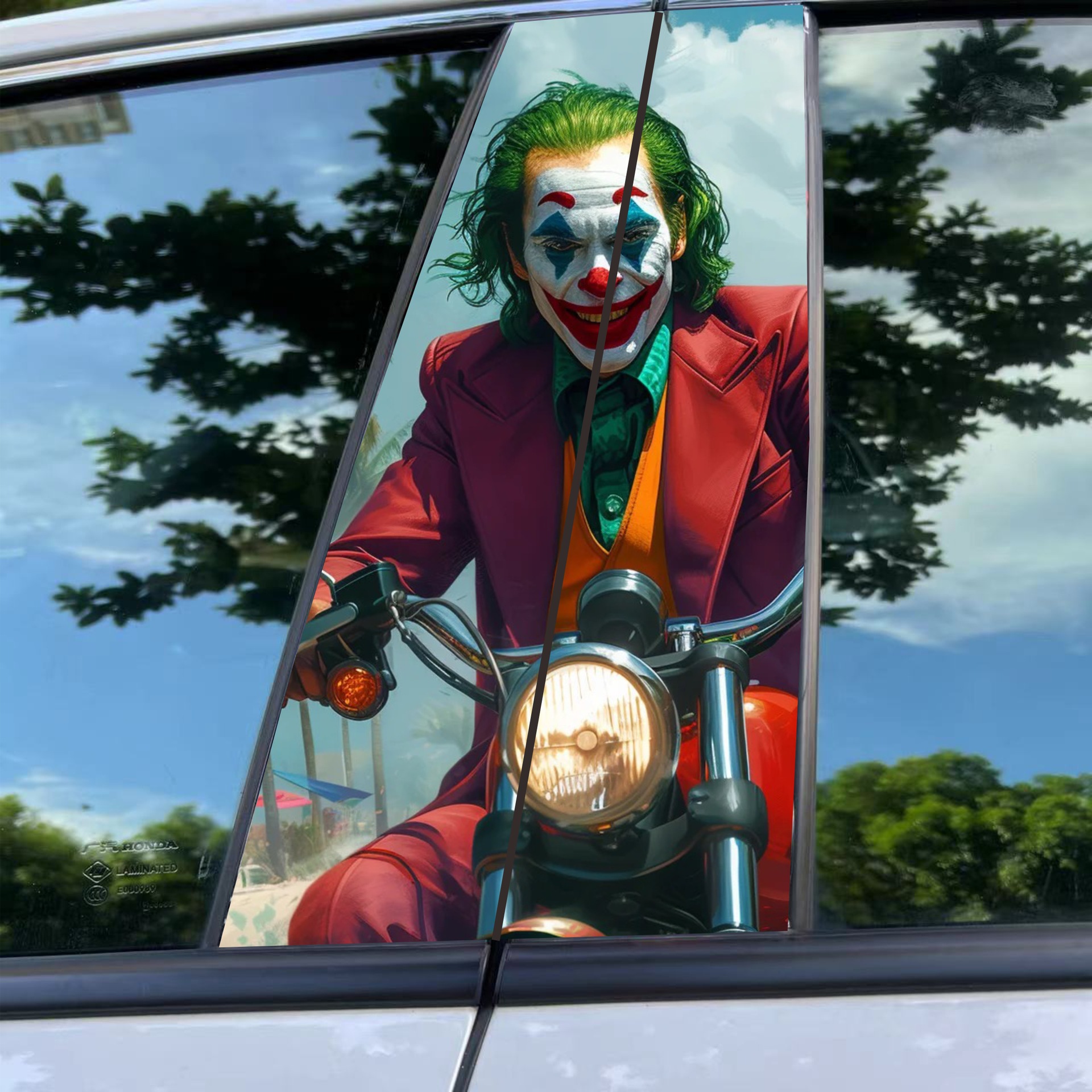 Car center pillar sticker A pillar Nezha 2 clown decorative sticker car window B pillar protective film black Wukong painted Meidu