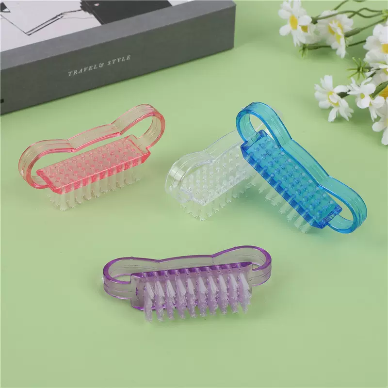 美甲清洁工具半透明塑料指甲刷磨甲羊角刷粉尘刷小号牛角连柄刷