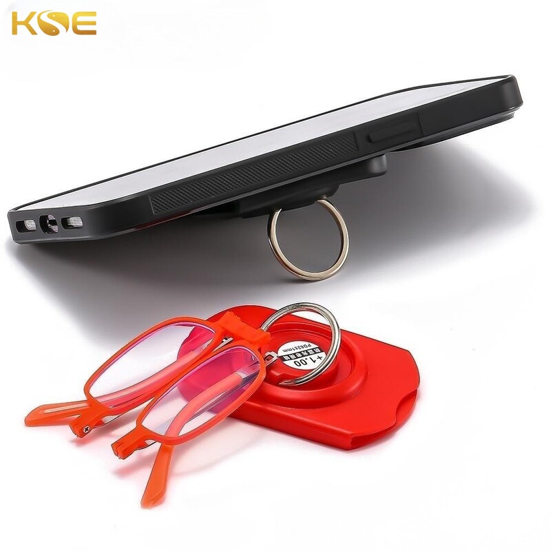2023 new portable folding reading glasses men's HD anti-blue light glasses attached to the phone case for the elderly