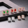 Zirconium, multicoloured earrings, European style, with gem, wholesale